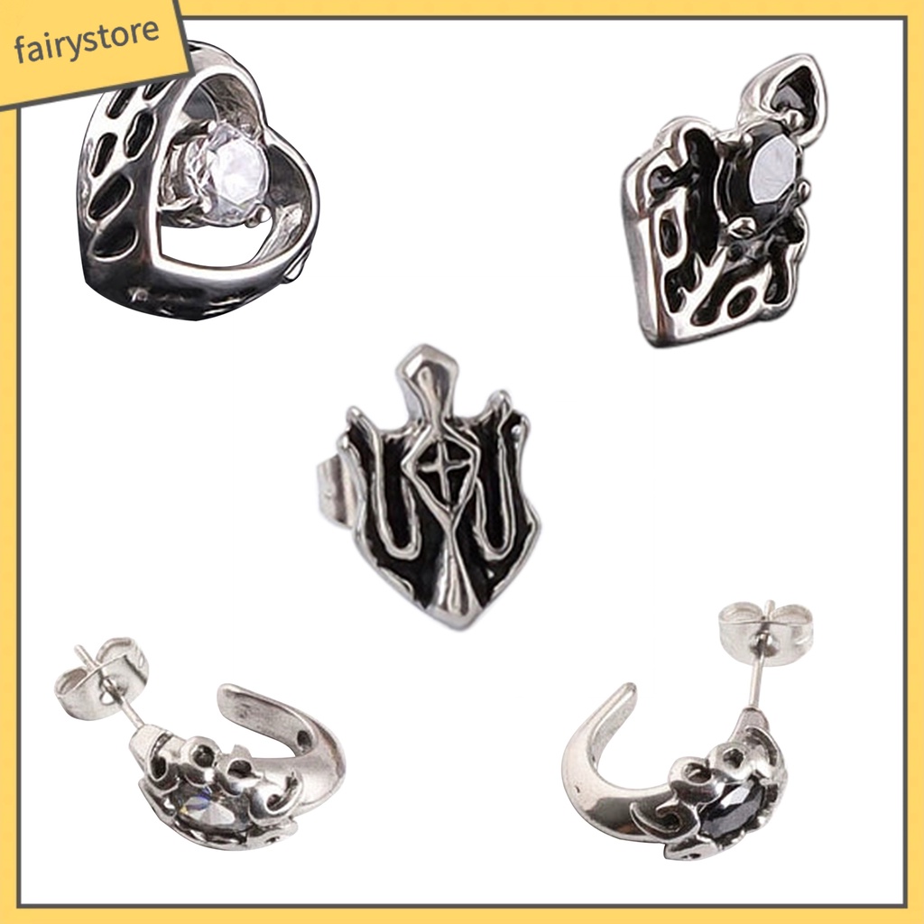 1 Bông Tai Thép Titan Đính Kim Cương Giả Lấp Lánh Phong Cách Hip Hop Cho Nam