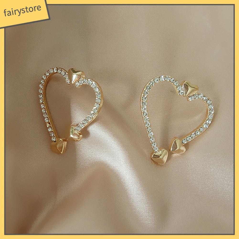 Bông Tai Hình Trái Tim Bằng Kim Loại Thời Trang Dành Cho Nữ