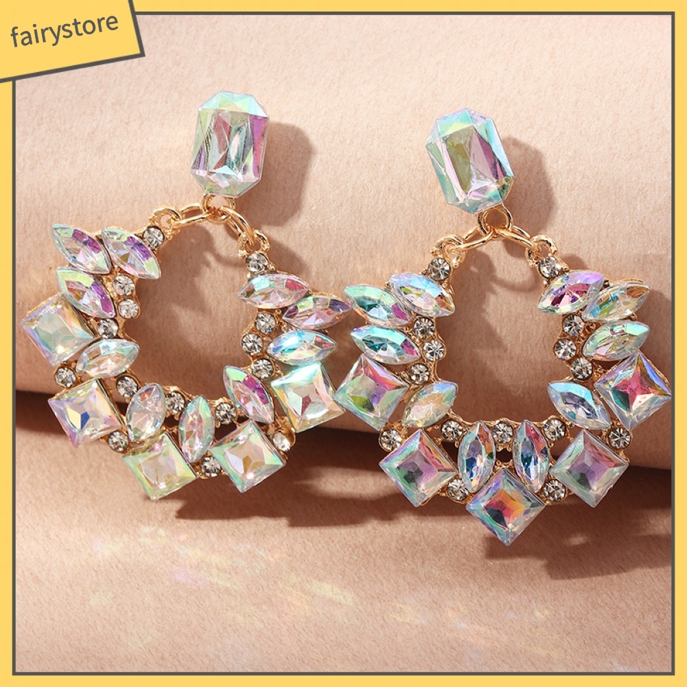 Khuyên Tai Tròn Đính Đá Lấp Lánh Thời Trang Cho Nữ