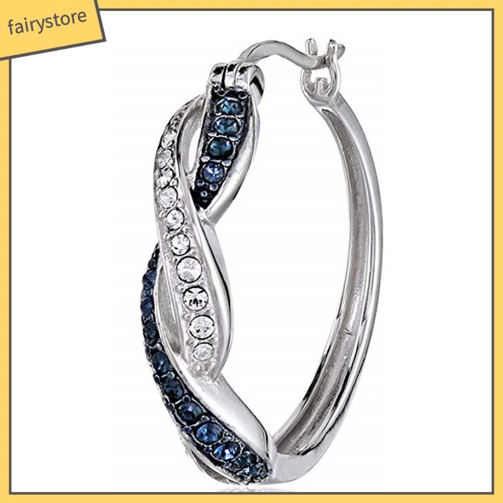 Khuyên Tai Tròn Hai Tông Màu Bằng Hợp Kim Đính Đá Thời Trang Dành Cho Nữ