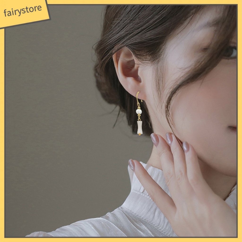 [FRO] 1 Đôi Bông Tai Móc Xỏ Hạt Ngọc Trai Giả Phong Cách Trung Quốc