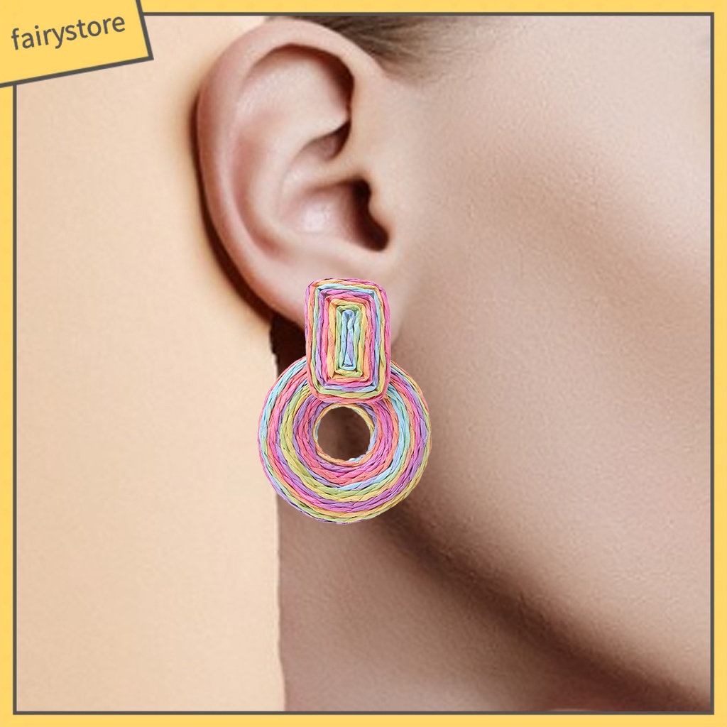 1 Đôi Bông Tai Tròn Nhiều Màu Sắc Phù Hợp Đi Biển Dành Cho Nữ