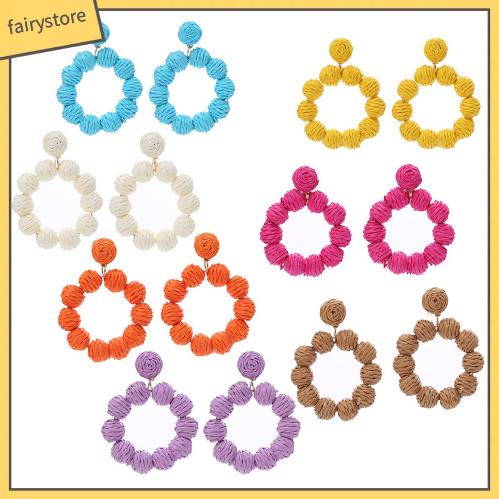 1 Đôi Bông Tai Hình Tròn Phong Cách Bohemian Dành Cho Nữ