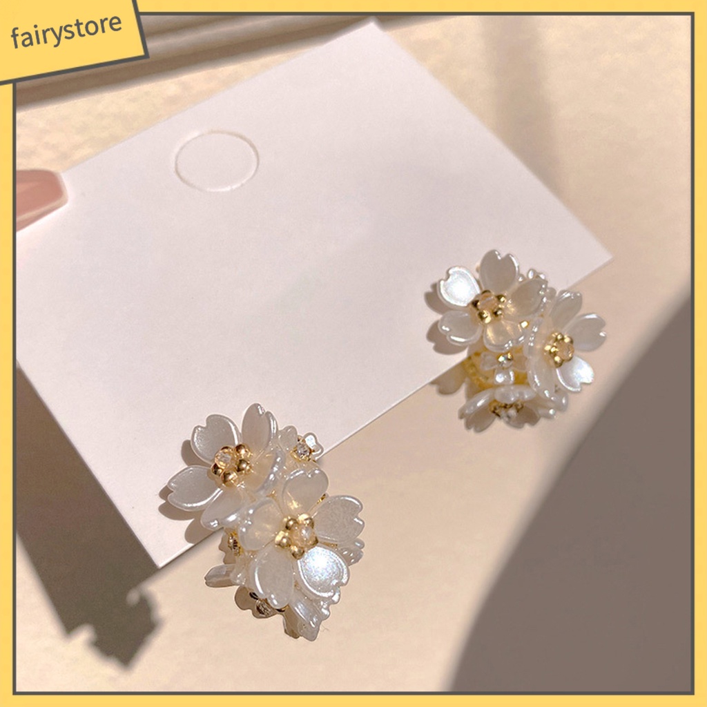 1 Đôi Bông Tai Hình Cánh Hoa Anh Đào Tròn Không Gây Kích Ứng Trang Trí Tai Dành Cho Cô Dâu