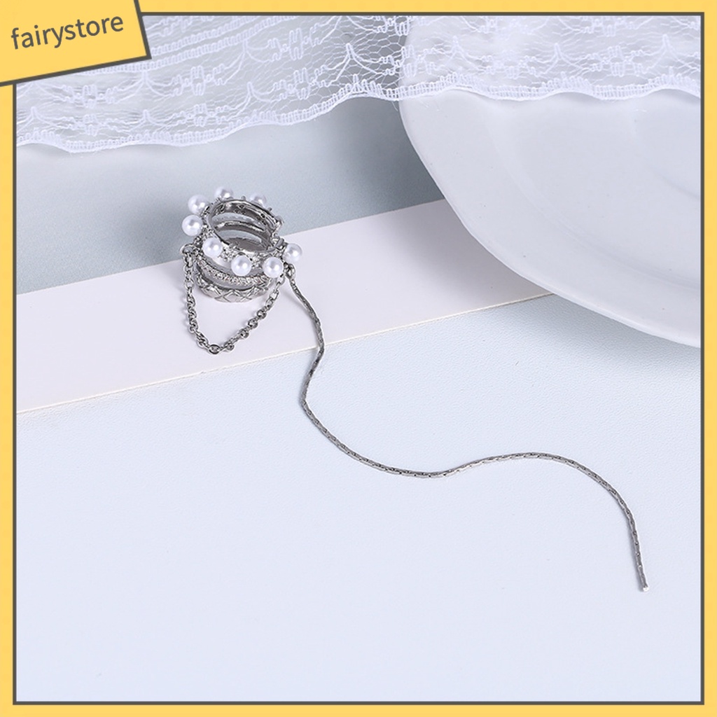 [FRO] 1 Khuyên Tai Dạng Kẹp Ba Lớp Đính Đá Ngọc Trai Nhân Tạo Phong Cách Pháp Thích Hợp Cho Tiệc Cưới