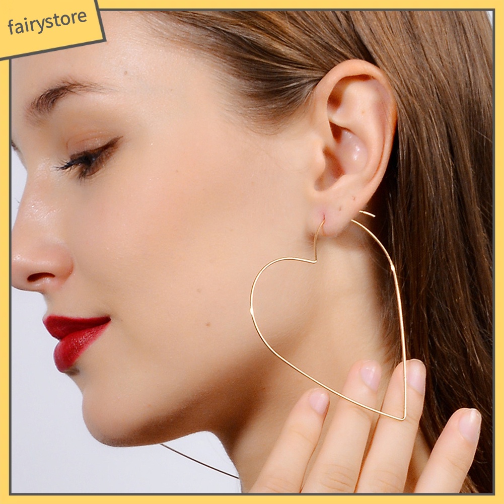 Bông Tai Hình Ngôi Sao / Trái Tim Cỡ Lớn Đơn Giản Thời Trang Cho Nữ