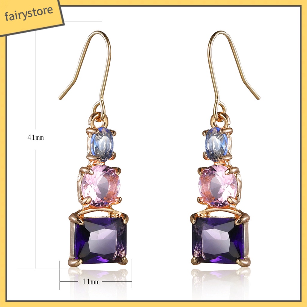 1 Đôi Bông Tai Dạng Móc Bằng Đồng Thân Thiện Với Da Mặt Đính Pha Lê Giả Cỡ Lớn Cho Nữ