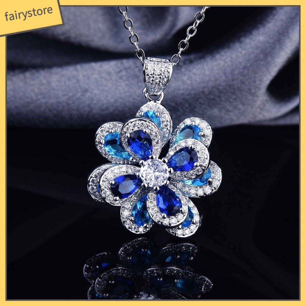 [FRO] Trang Sức Gồm Nhẫn / Bông Tai / Vòng Tay Đính Đá Zircon Hình Hoa Trà Nhiều Màu Lấp Lánh Cho