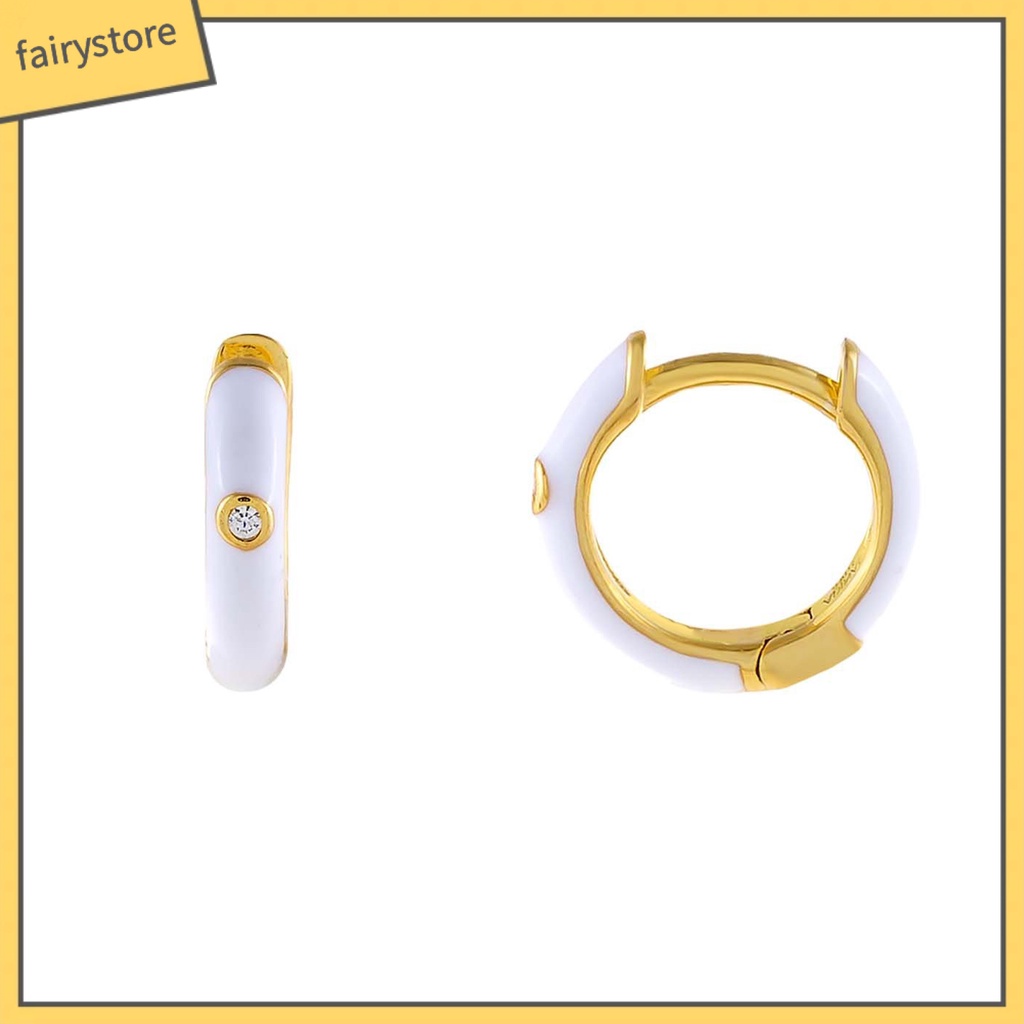 1 Đôi Bông Tai Tròn Đính Đá Zircon Bằng Hợp Kim Tinh Tế Dành Cho Nữ