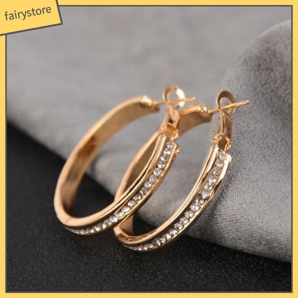 Bông Tai Dạng Vòng Tròn Lớn Đính Đá Thời Trang Dành Cho Nữ