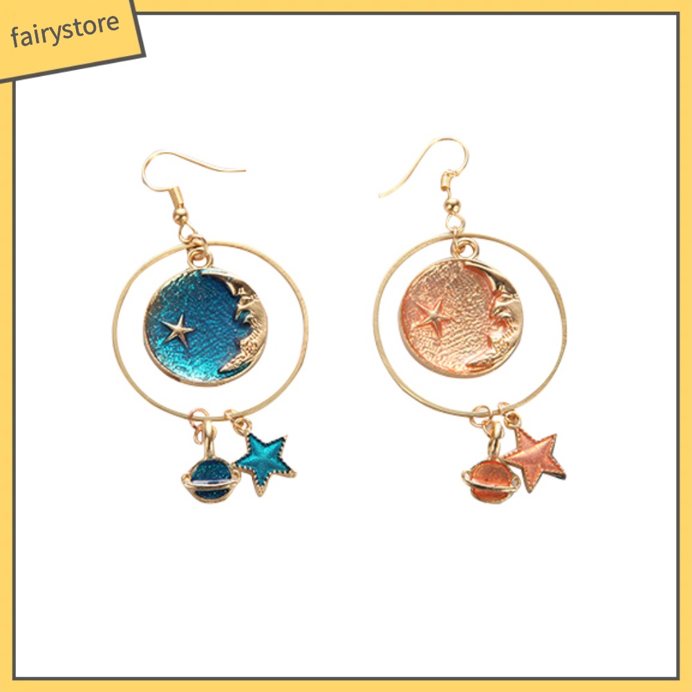 Bông Tai Hình Tròn / Ngôi Sao / Mặt Trăng Thời Trang Cho Nữ