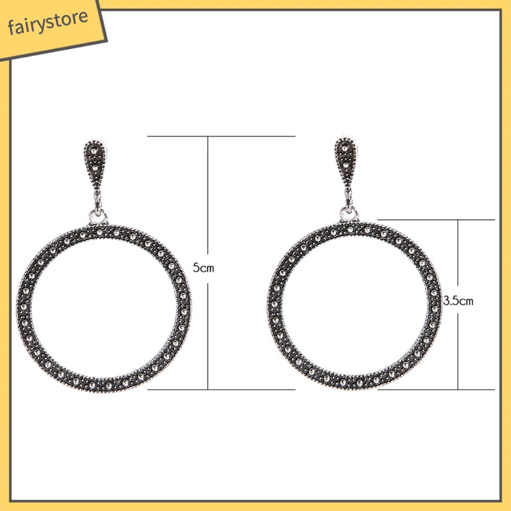 Bông Tai Tròn Đính Đá Lấp Lánh Phong Cách Vintage Dành Cho Nữ