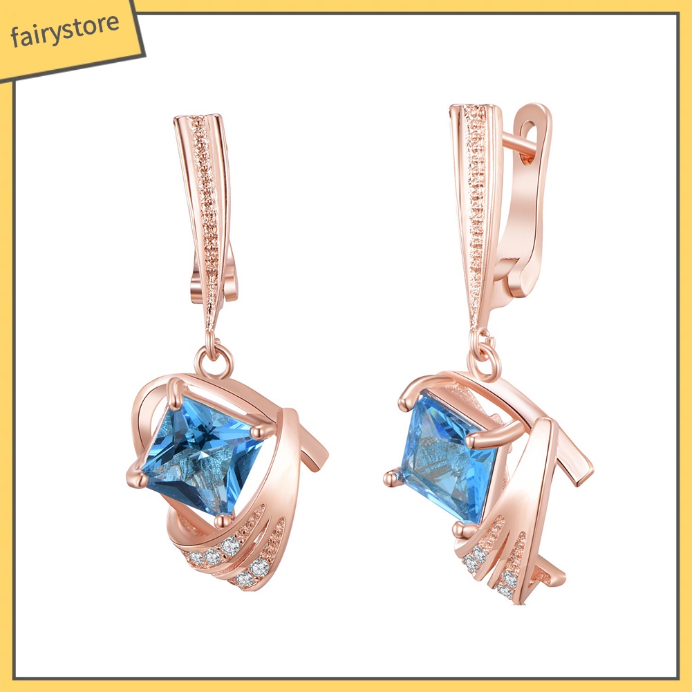 Khuyên Tai Dáng Dài Đính Đá Hình Vuông Thời Trang Cho Nữ