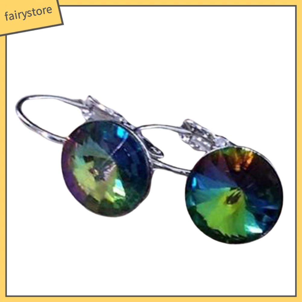 Đôi Bông Tai Hình Tròn Đính Đá Thời Trang Cho Nữ