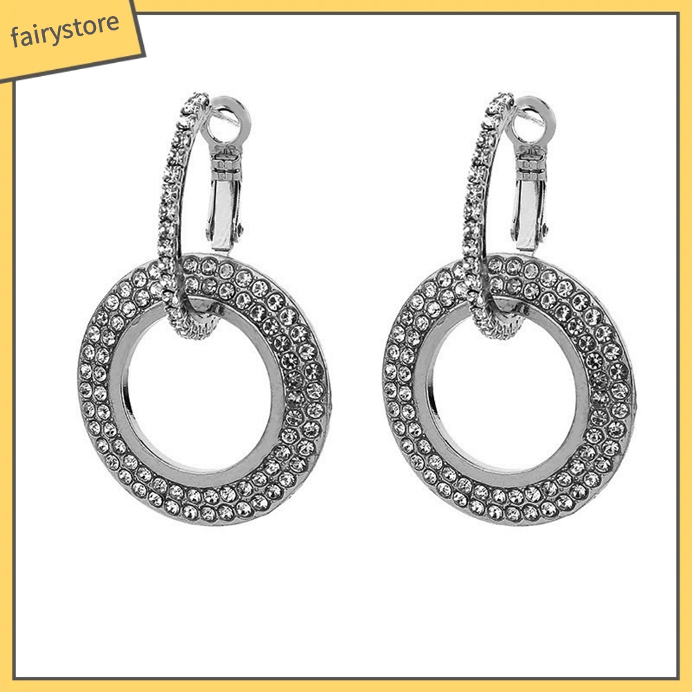 Đôi Bông Tai Khoen Tròn Đính Đá Thời Trang Cho Nữ