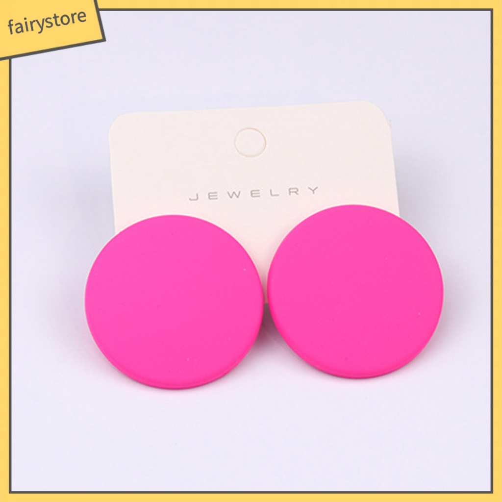 1 Đôi Bông Tai Hình Tròn Lớn Màu Kẹo Ngọt Thời Trang Dành Cho Nữ