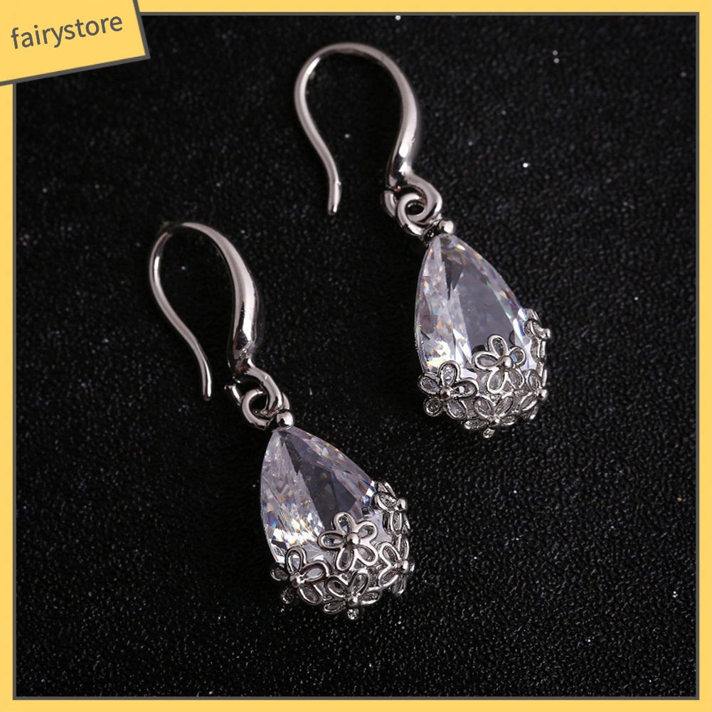 Bông Tai Hình Giọt Nước Đính Đá Zircon Thời Trang Dành Cho Nữ