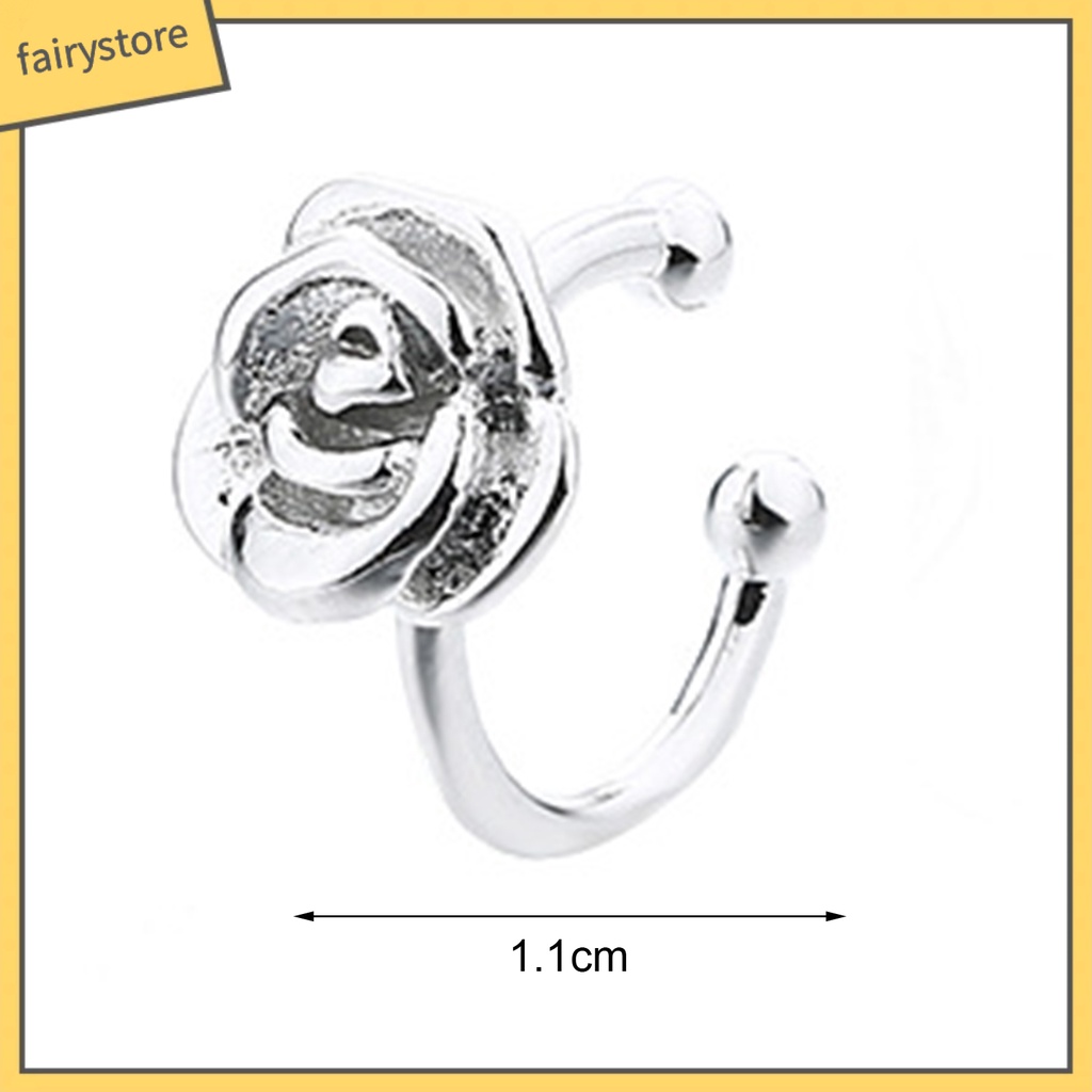 1 Khuyên Kẹp Vành Tai Hình Bông Hoa Mạ Điện Sáng Bóng Không Cần Xỏ Lỗ Dành Cho Nữ Dự Tiệc