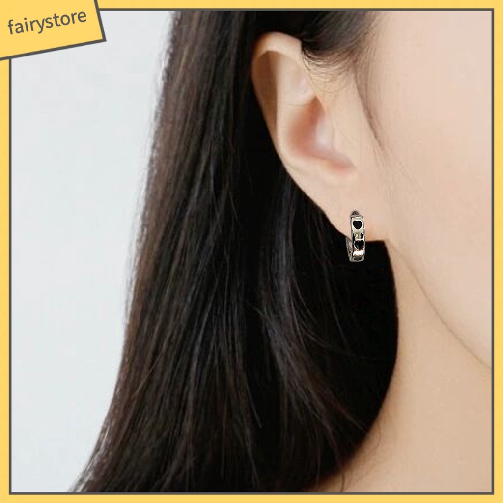 1 Set Bông Tai Hợp Kim Hình Trái Tim Phong Cách Gothic Ngọt Ngào Cho Nữ