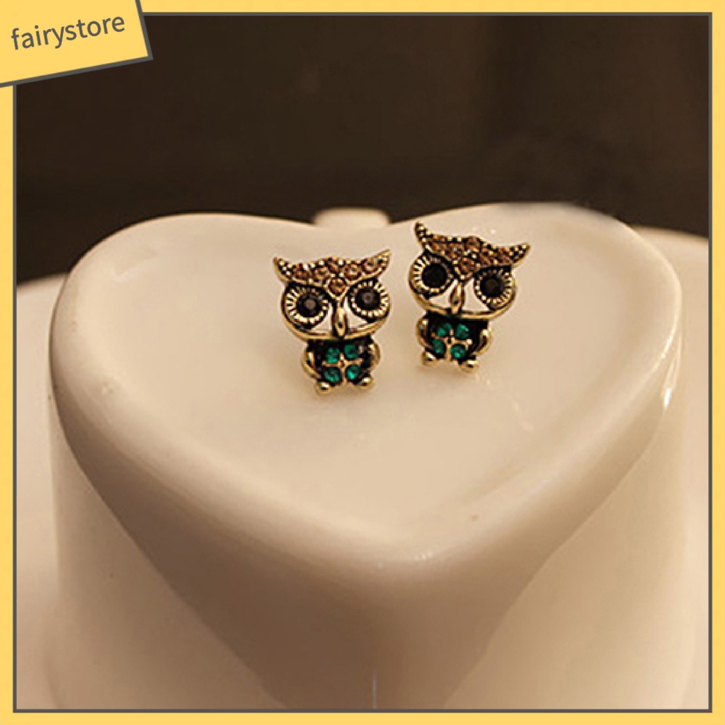 1 Đôi Bông Tai Hình Chim Cú Bằng Hợp Kim Dễ Thương Phong Cách Vintage Dành Cho Nữ