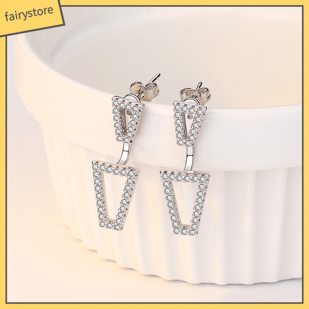 1 Đôi Bông Tai Hình Học Đính Đá Màu Sắc Lấp Lánh Thời Trang Cho Nữ