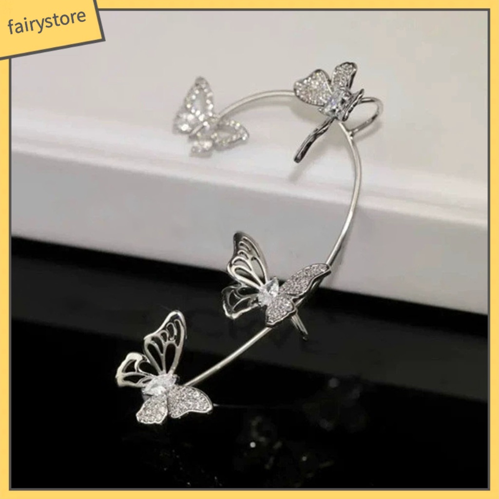 1 Khuyên Kẹp Vành Tai Hình Bướm Rỗng Không Cần Xỏ Lỗ Phong Cách Hàn Quốc Tinh Tế Dành Cho Tiệc Cưới