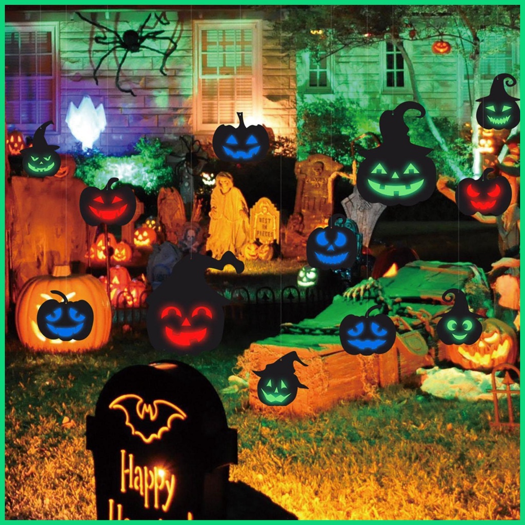 Bộ Sticker Dán Trang Trí Halloween Hình Bí Ngô Phát Sáng Chống Nước Dành Cho Trẻ Em