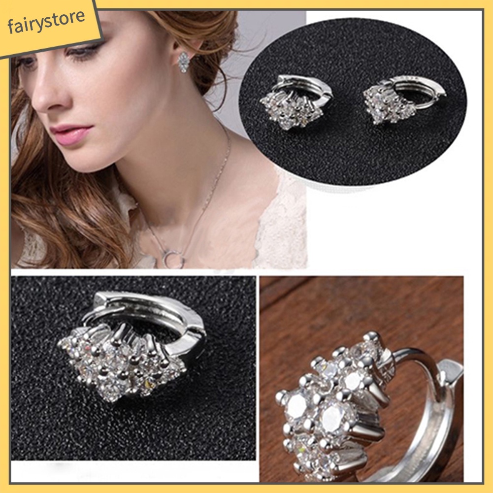 Đôi Bông Tai Khoen Tròn Đính Đá Thời Trang Cho Nữ