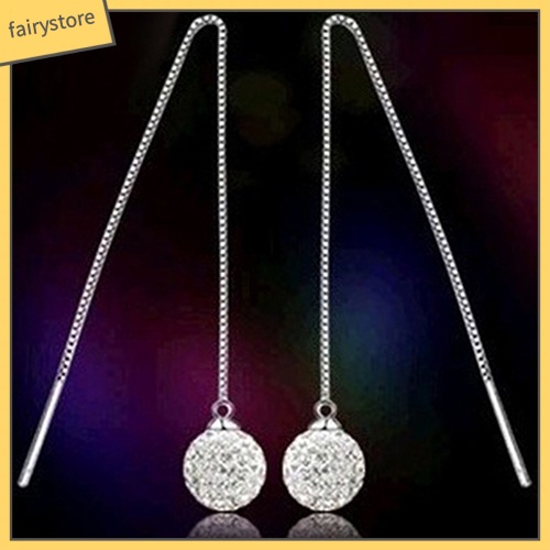 Bông Tai Mạ Bạc Dáng Dài Đính Đá Thời Trang Cho Nữ