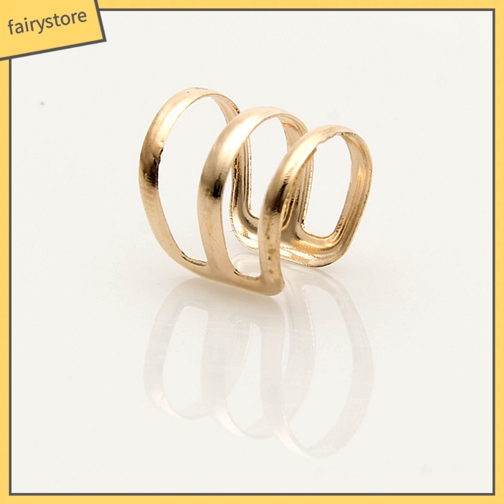 1 Khuyên Kẹp Tai 3 Vòng Rỗng Đơn Giản Có Thể Điều Chỉnh Đa Ứng Dụng Cho Nữ