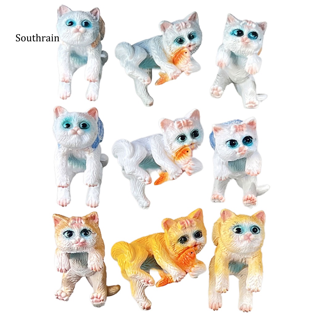 Set 3 Phụ Kiện Trang Trí Bể Cá Hình Mèo Hoạt Hình Đáng Yêu