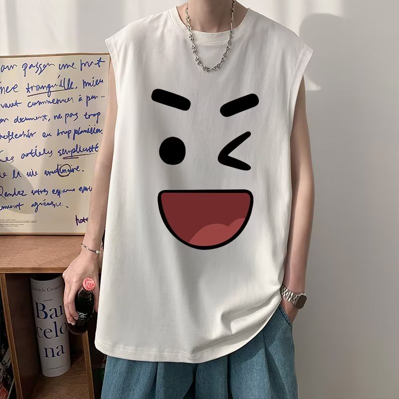 Áo Thun Sát Nách Cổ Tròn In Họa Tiết Hoạt Hình Phong Cách Hip Hop Mỹ Thời Trang Mùa Hè Cho Nam Cỡ M-5XL