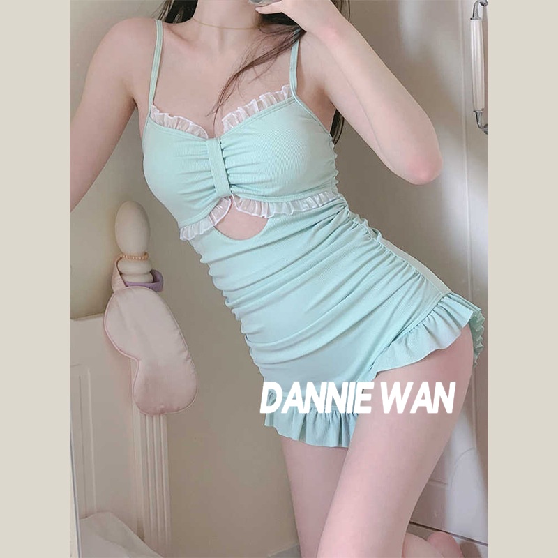 DannieWan Đồ Bơi bikini liền thân bikini hồng đi biển A25N071