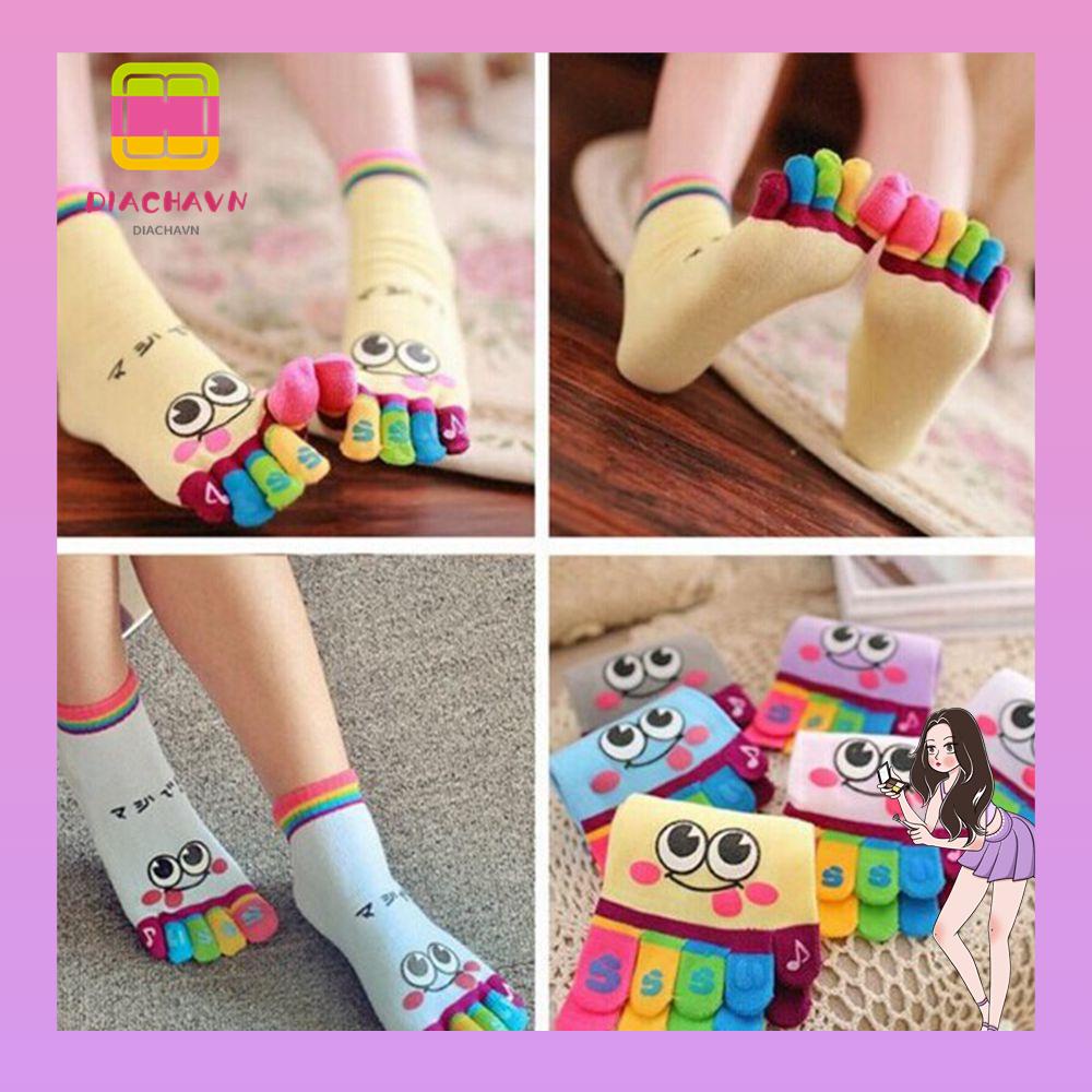 Đôi Vớ Xỏ Ngón Chân In Hình Mặt Cười Màu Sắc Ngẫu Nhiên Thời Trang