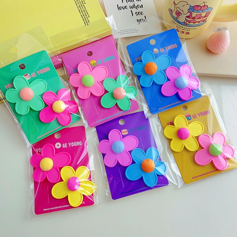 Haimeikang Set 2 Kẹp Tóc Hình Hoa Màu Kẹo Ngọt Ngào Cho Nữ
