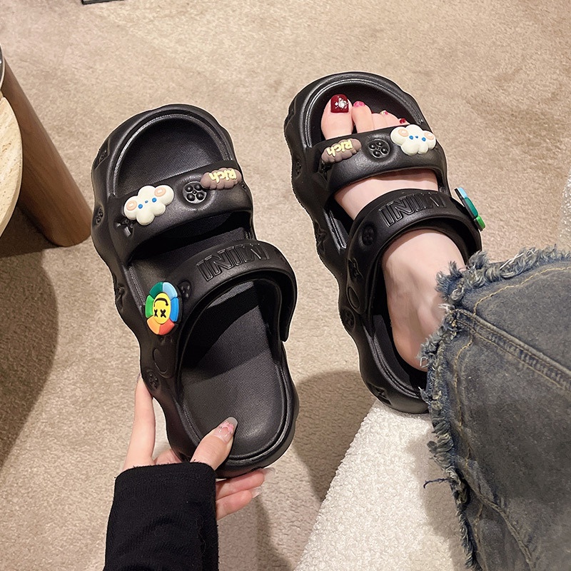 Xăng đan Đế Dày Bằng EVA Họa Tiết Hoa Hướng Dương Dễ Thương Thời Trang Đi Biển Mùa Hè Cho Nữ