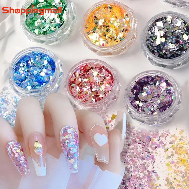 Hộp Phụ Kiện Dán Trang Trí Móng Tay 3D DIY Hình Ngôi Sao Lấp Lánh