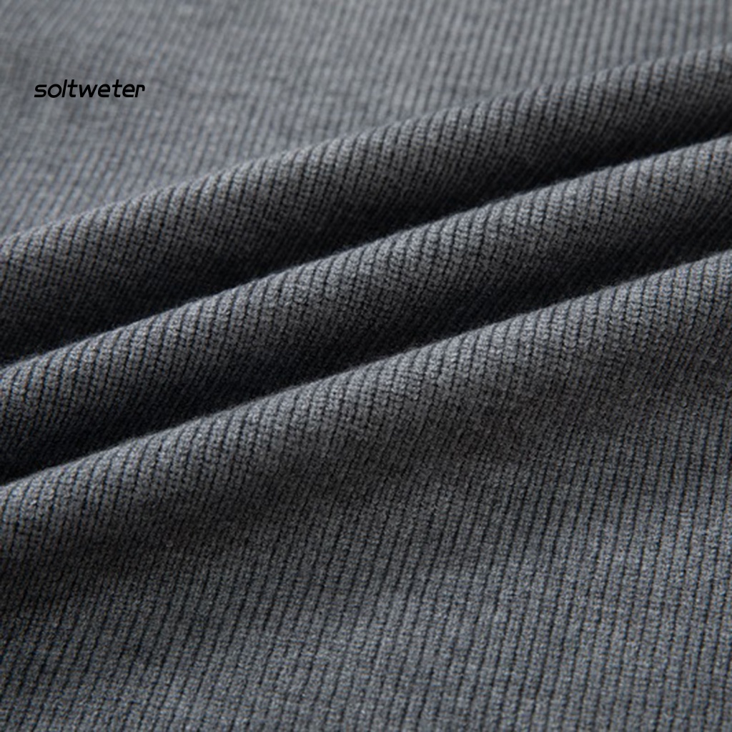 St Áo Sơ Mi Nam Dệt Kim Tay Dài Cổ Tròn Ôm Dáng Dày Màu Trơn Mặc Hàng Ngày