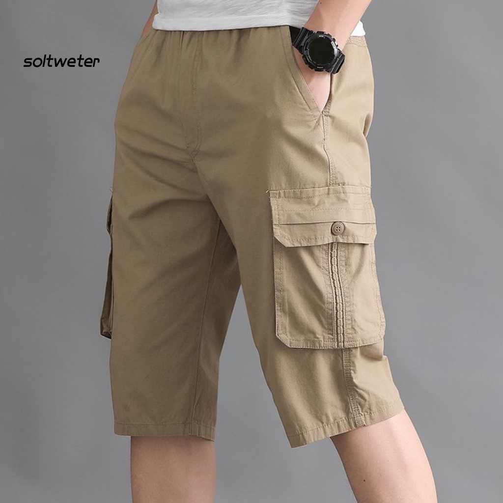 Quần Short Lưng Thun Ống Suông Mềm Mại Thoáng Khí Phối Dây Rút Thời Trang Mùa Hè Cho Nam