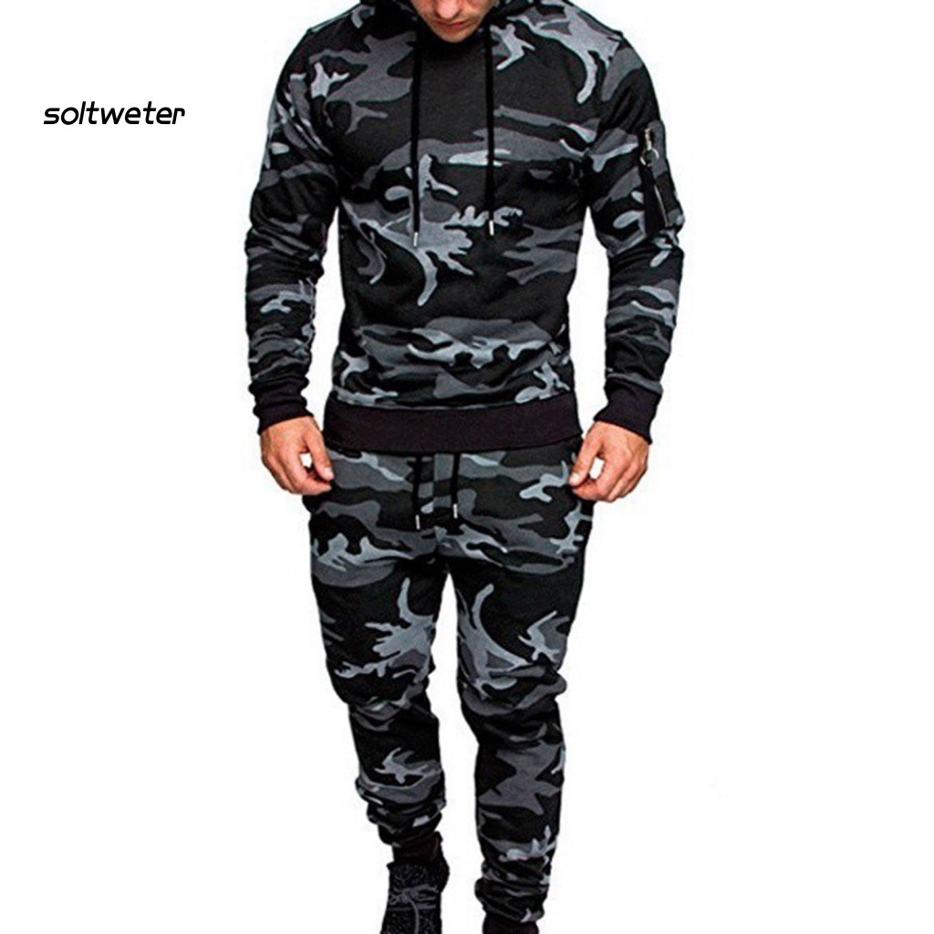 1 Bộ Quần Áo Hoodie Rằn Ri Dày Giữ Ấm Mùa Thu Đông Cho Cắm Trại