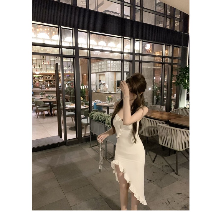 Đầm Đuôi Cá Dệt Kim Hai Dây Xẻ Tà Thời Trang Mùa Hè Cao Cấp Phong Cách Pháp Cho Nữ