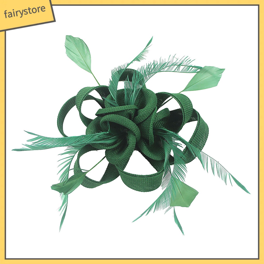 Cài Tóc Đính Lông Vũ Nhiều Lớp Màu Sắc Trơn Phong Cách Vintage Dành Cho Cô Dâu