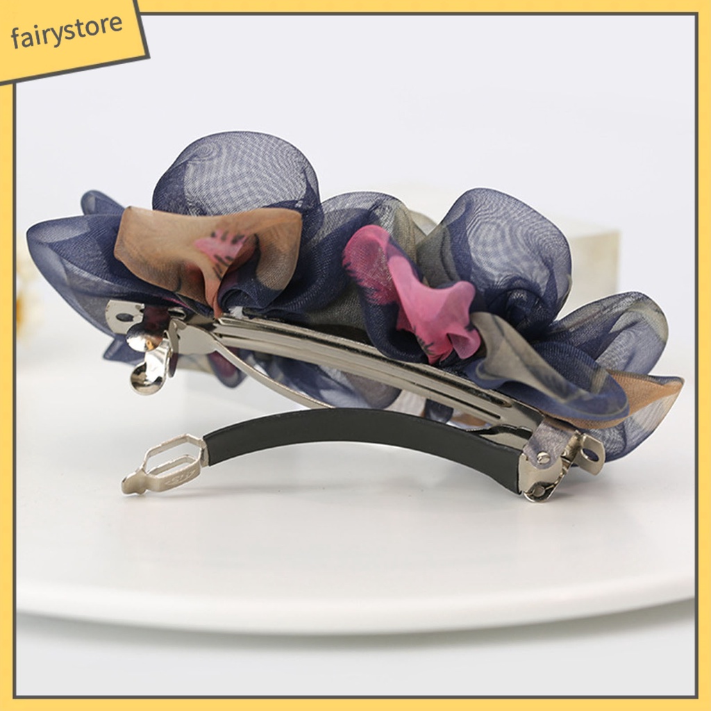 Kẹp Tóc Hình Hoa Sợi Lưới Chống Trượt Sang Trọng Cho Nữ