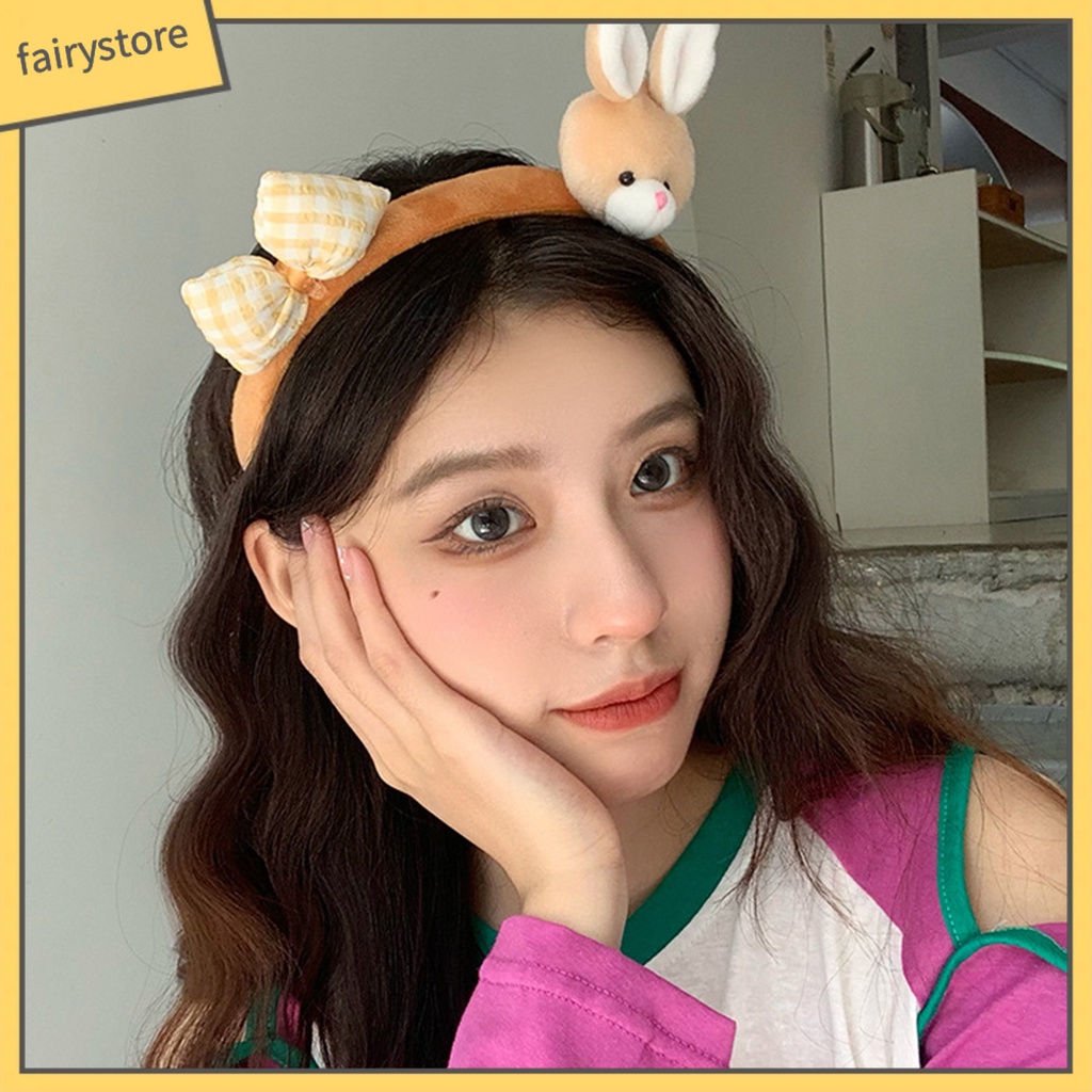 Băng Đô Cài Tóc Hình Thỏ Hoạt Hình Màu Sắc Tươi Sáng Vui Nhộn Chống Trượt Cho Nữ