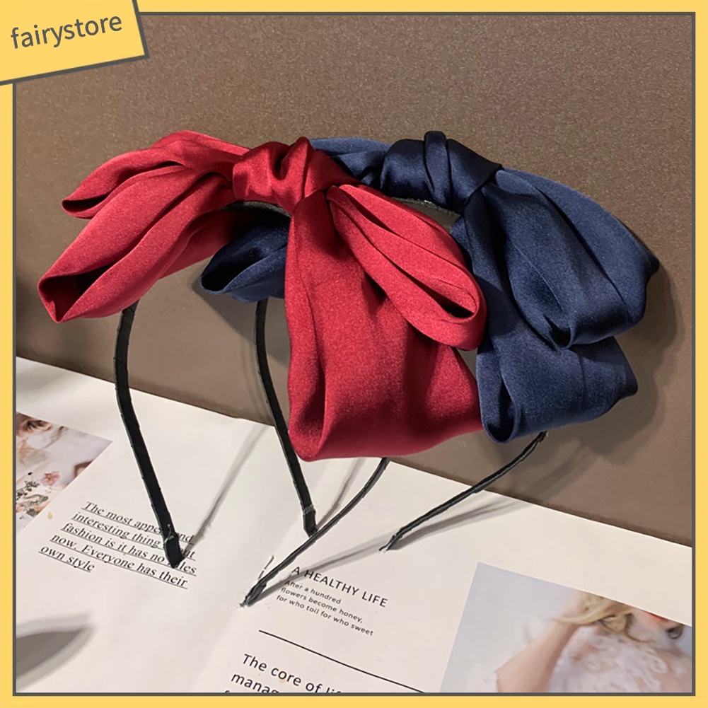 Băng Đô Nơ Cài Tóc Màu Trơn Phong Cách Vintage Thời Trang Cho Nữ