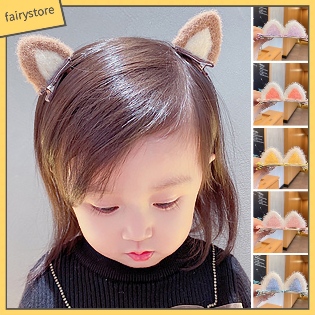 Set 10 Kẹp Tóc Hình Tai Mèo Có Răng Nhỏ Co Giãn Chống Trượt Màu Sắc Tương Phản Trang Trí Biểu Diễn Cho Bé Gái