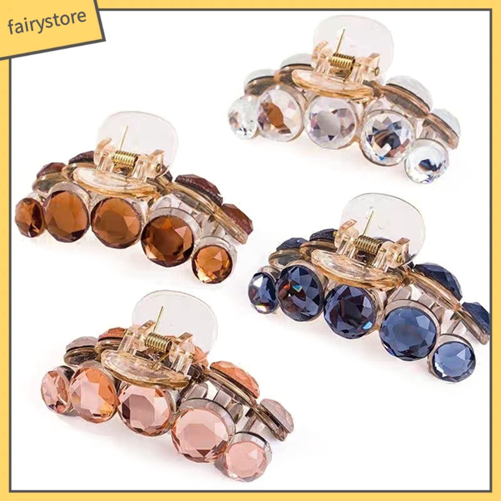 Kẹp Tóc Càng Cua Bằng Nhựa Đính Pha Lê Lấp Lánh Trang Nhã