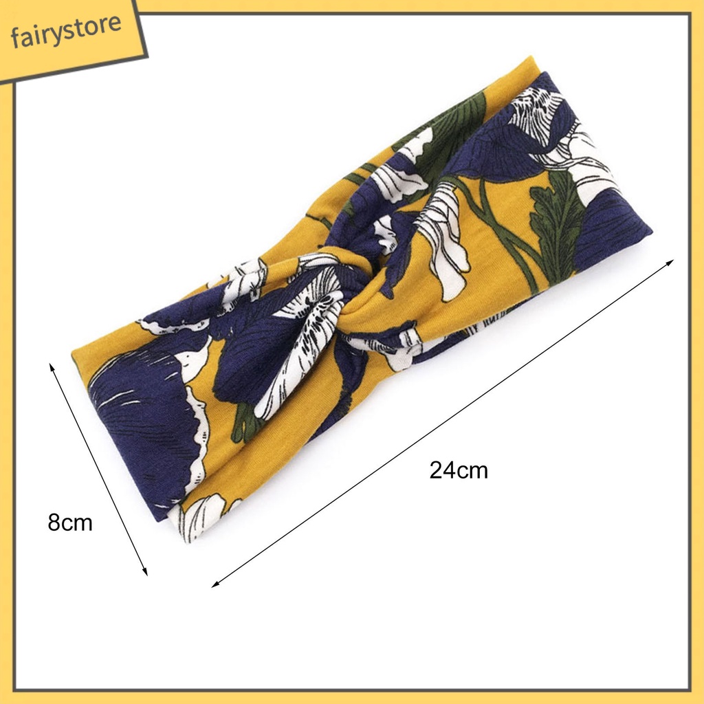 Băng Đô Cài Tóc Bản Rộng Co Giãn In Họa Tiết Hoa Xinh Xắn Cho Nữ