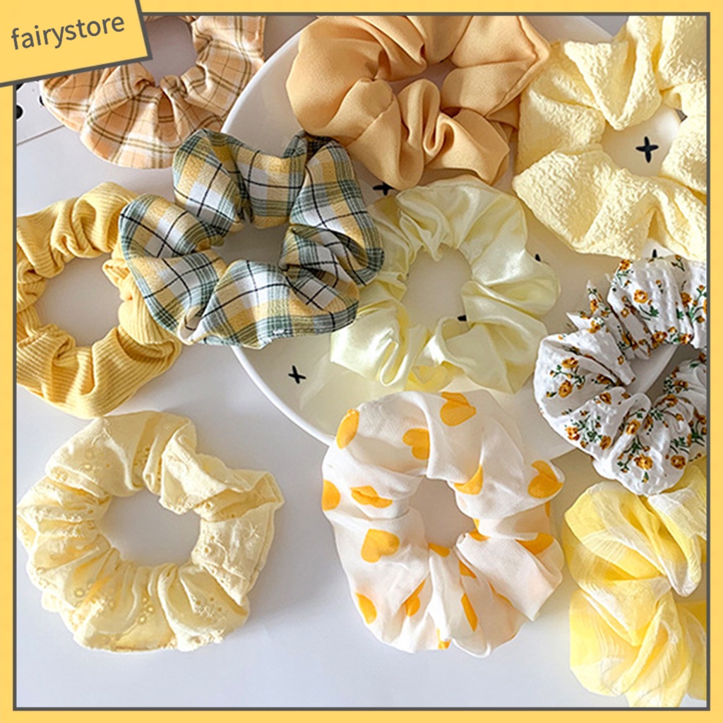 Dây Buộc Tóc Co Giãn Chống Trượt Chống Rơi In Họa Tiết Hoa Xinh Xắn Cho Nữ