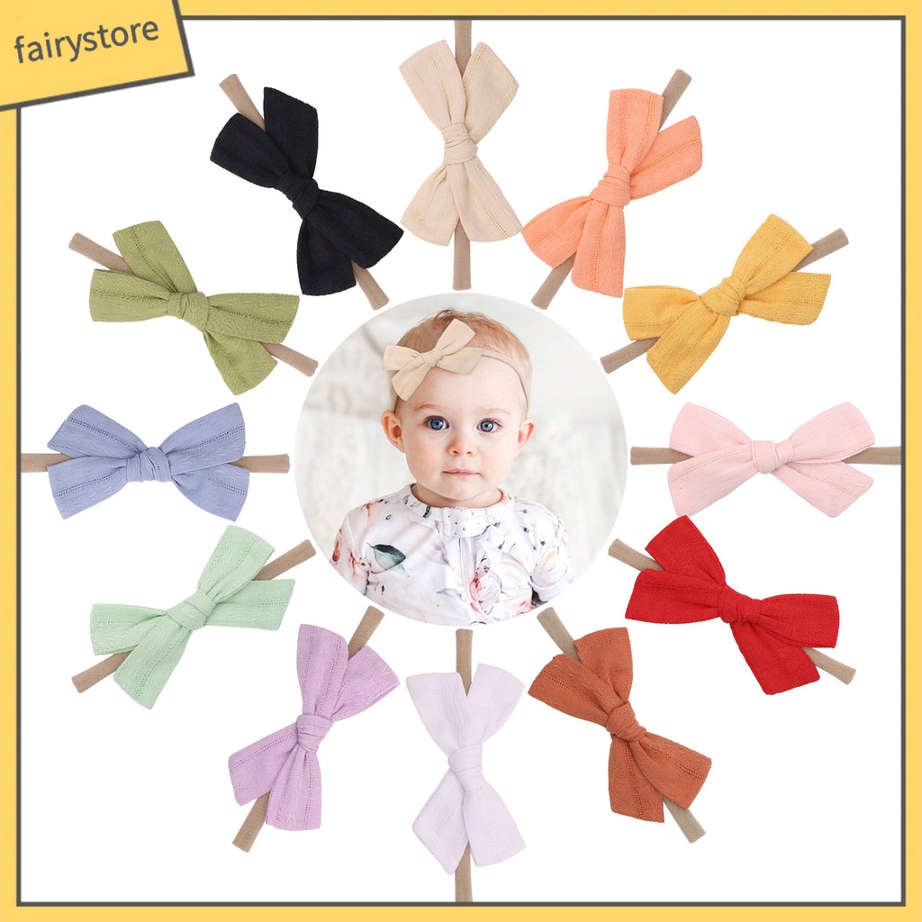 Băng Đô Đính Nơ Siêu Nhẹ Co Giãn Tốt Màu Sắc Tinh Khiết Cho Bé